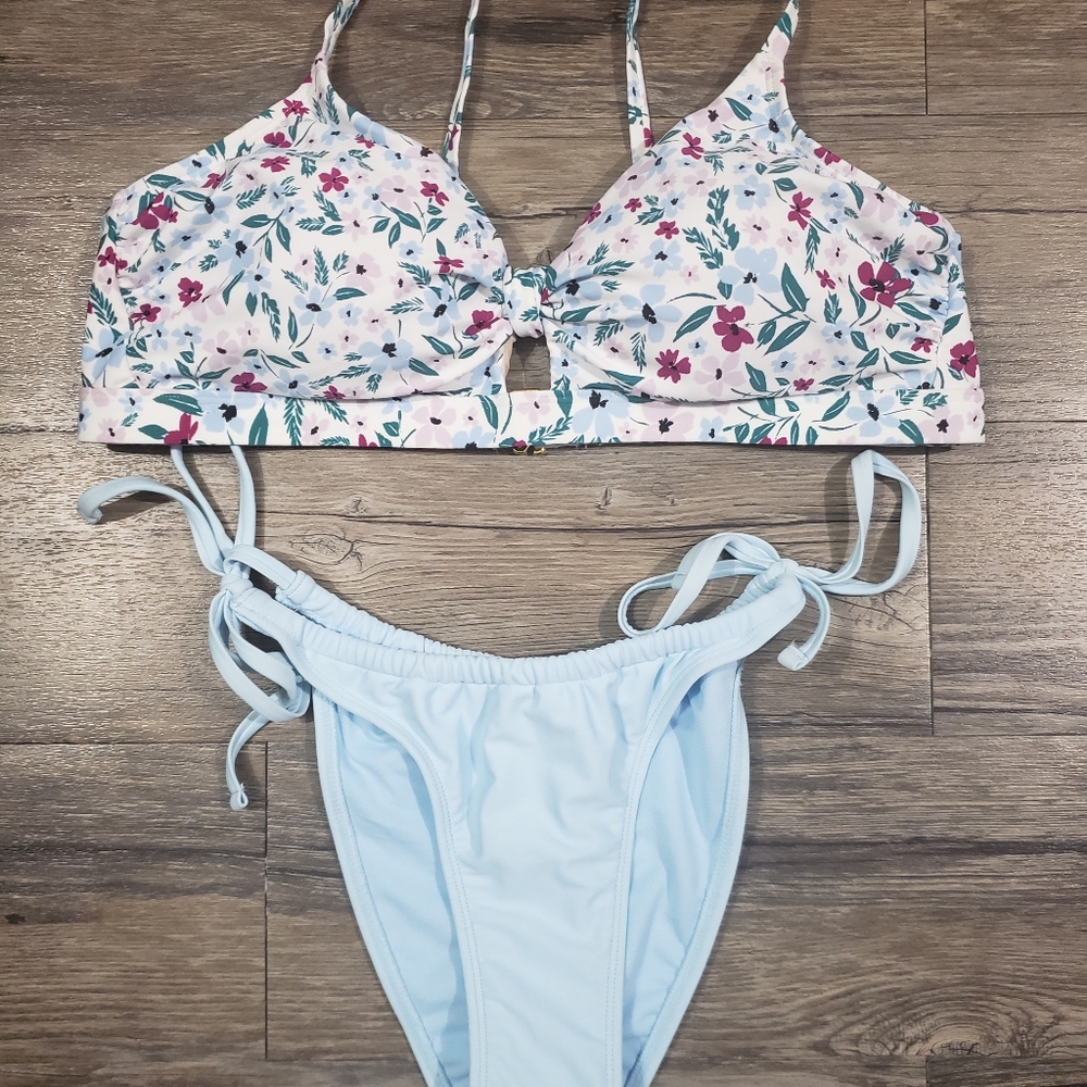 Blue flower bikini swimsuit